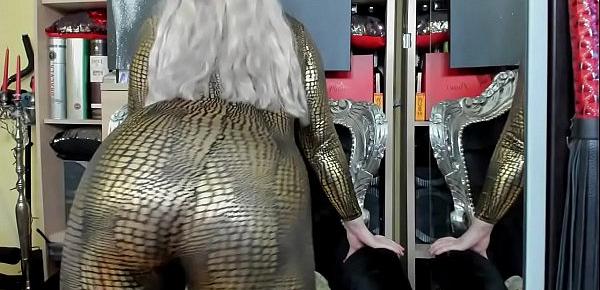  worship my big booty gold leather catsuit fetish